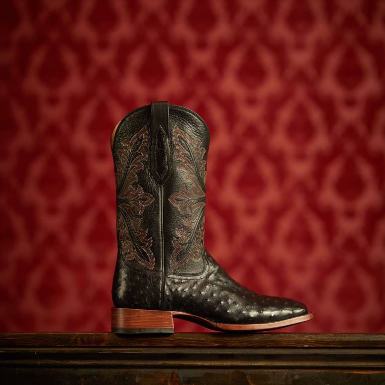 RJ66P49 basset Ariat chaussure autruche noire à plumes pleines Hommes