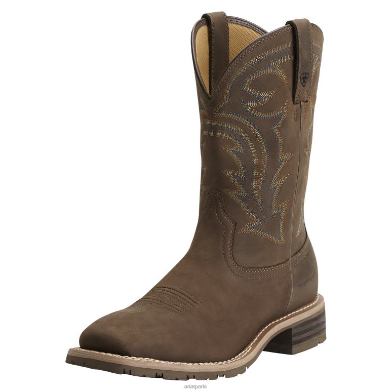 RJ66P51 botte western imperméable hybride rancher Ariat chaussure brun huileux vieilli Hommes