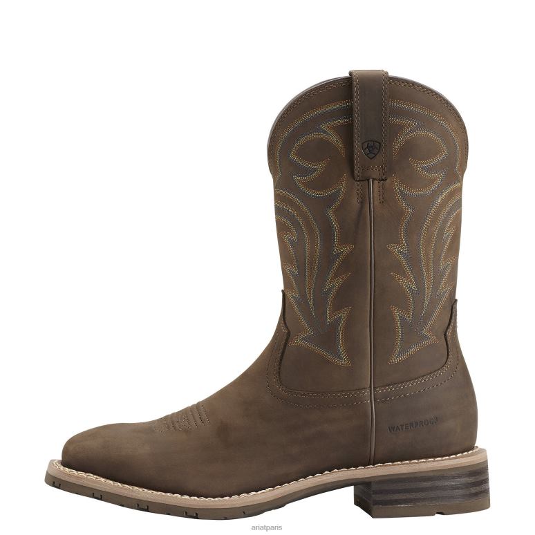 RJ66P51 botte western imperméable hybride rancher Ariat chaussure brun huileux vieilli Hommes