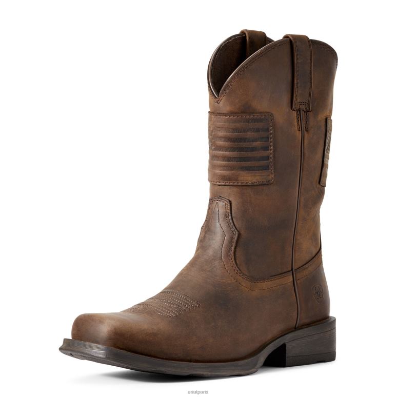 RJ66P54 botte western randonneur patriote Ariat chaussure marron vieilli Hommes