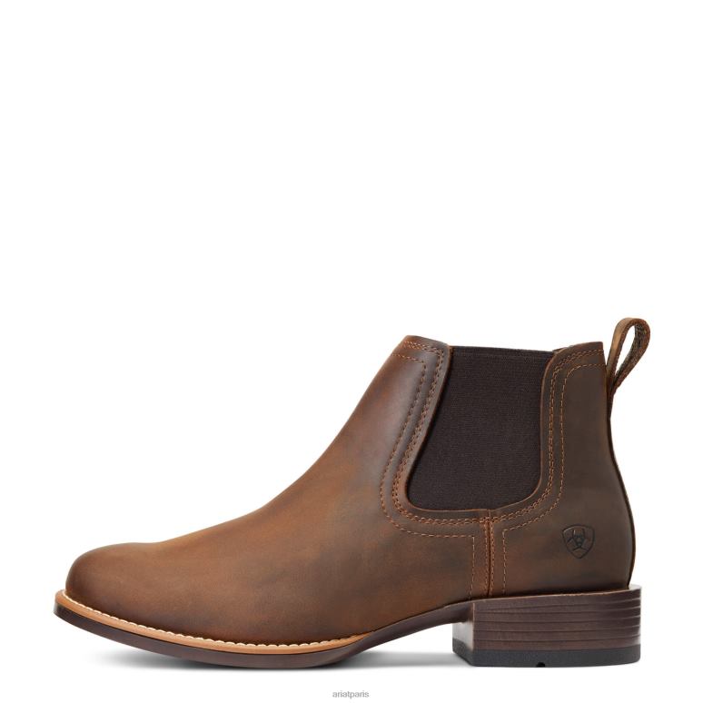 RJ66P55 botte western booker ultra bout rond Ariat chaussure marron vieilli Hommes