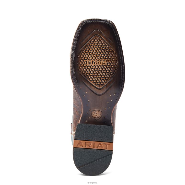 RJ66P59 botte western sting Ariat chaussure brun brûlé Hommes