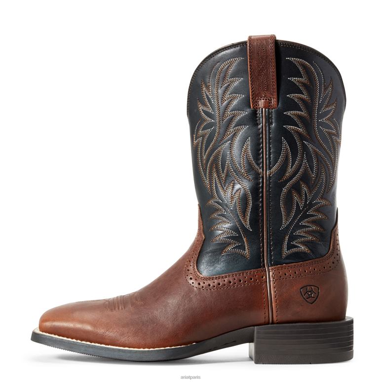 RJ66P63 botte western sport à bout carré large Ariat chaussure bonbons au cognac Hommes