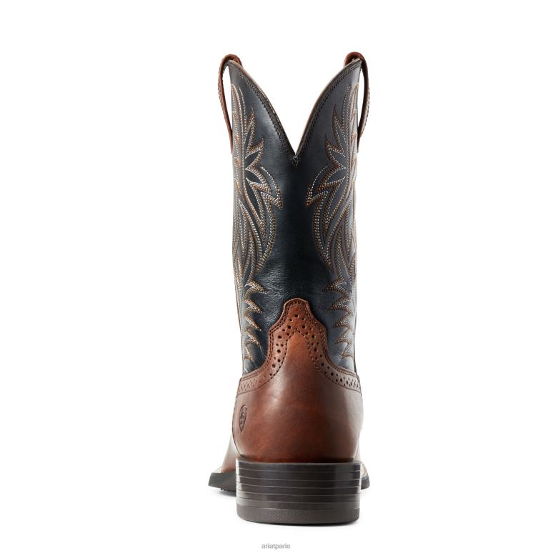 RJ66P63 botte western sport à bout carré large Ariat chaussure bonbons au cognac Hommes
