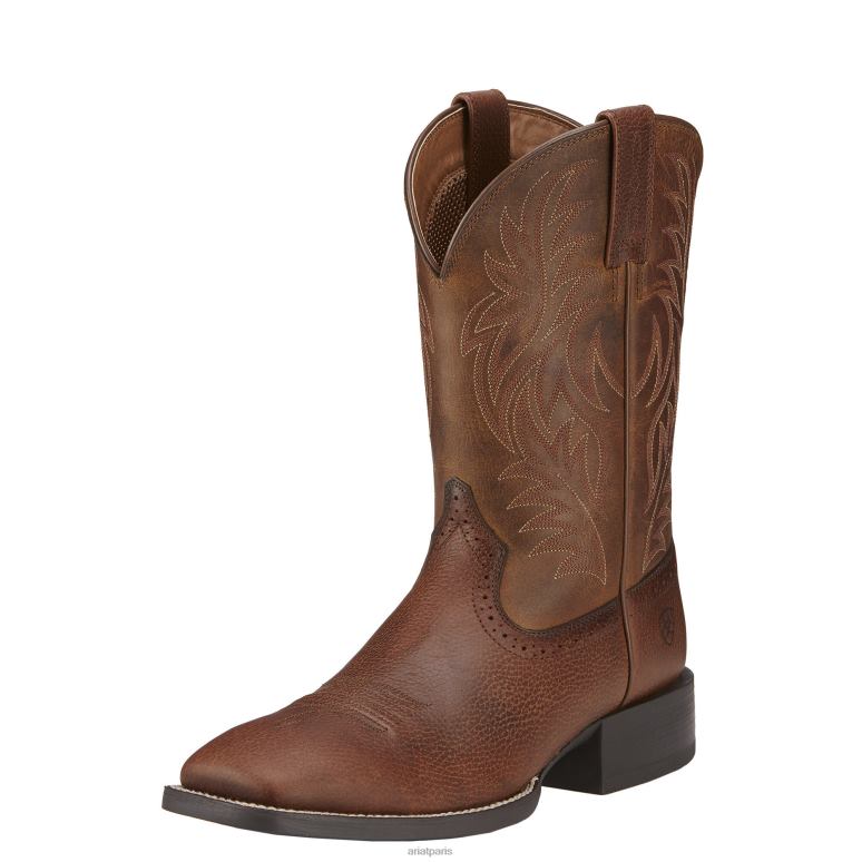 RJ66P72 botte western sport à bout carré large Ariat chaussure marron violon Hommes