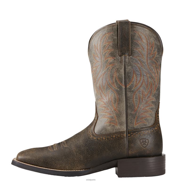 RJ66P89 botte western sport à bout carré large Ariat chaussure brun de Brooklyn Hommes