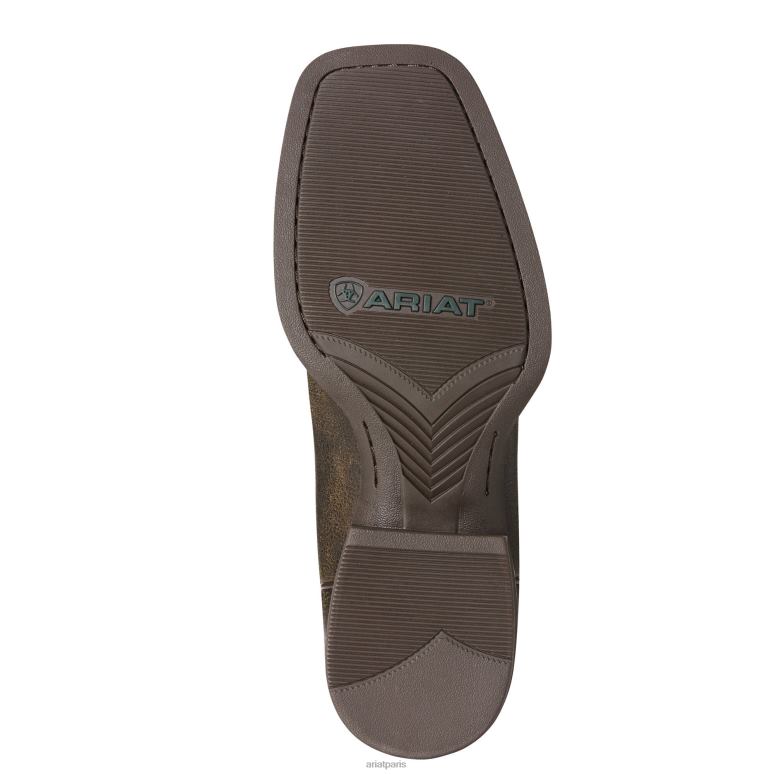 RJ66P89 botte western sport à bout carré large Ariat chaussure brun de Brooklyn Hommes