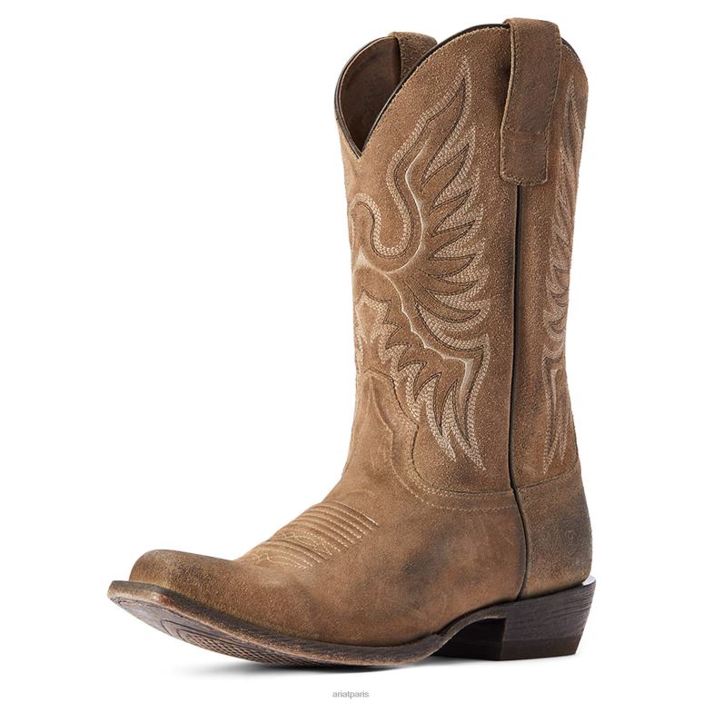 RJ66P97 botte western circuit high stepper Ariat chaussure daim gris brûlé Hommes