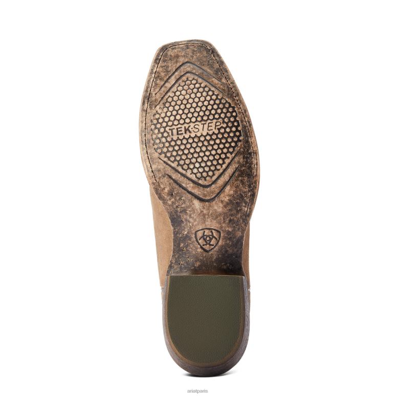 RJ66P97 botte western circuit high stepper Ariat chaussure daim gris brûlé Hommes