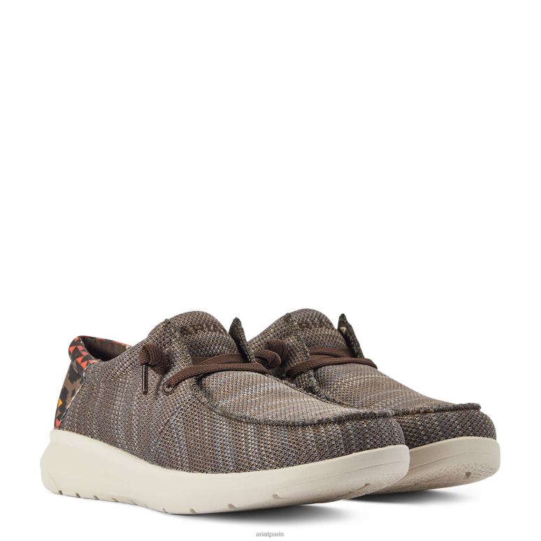 RJ66P420 Hilo 1 Ariat chaussure imprimé sud-ouest marron chiné/rouge Hommes