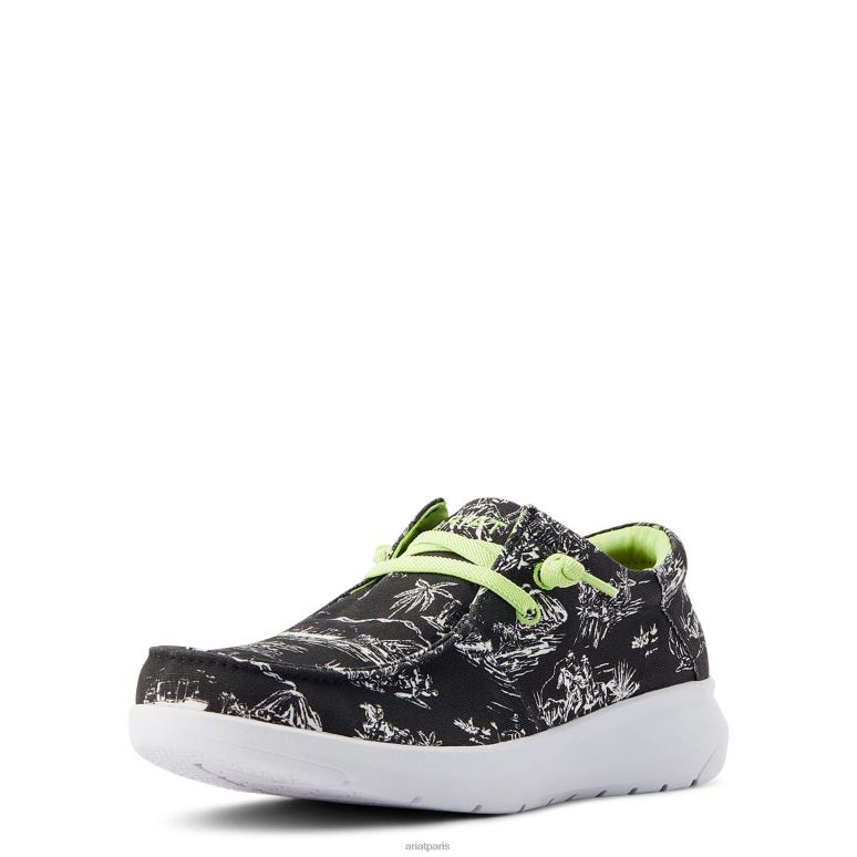 RJ66P460 hilo occidental aloha Ariat chaussure toile aloha noire Hommes
