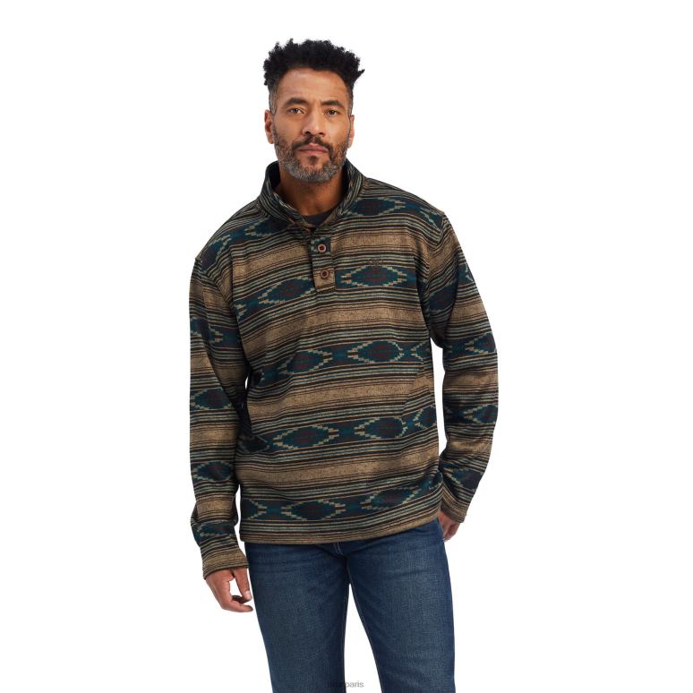 RJ66P1418 pull wesley Ariat hauts serape bringé Hommes