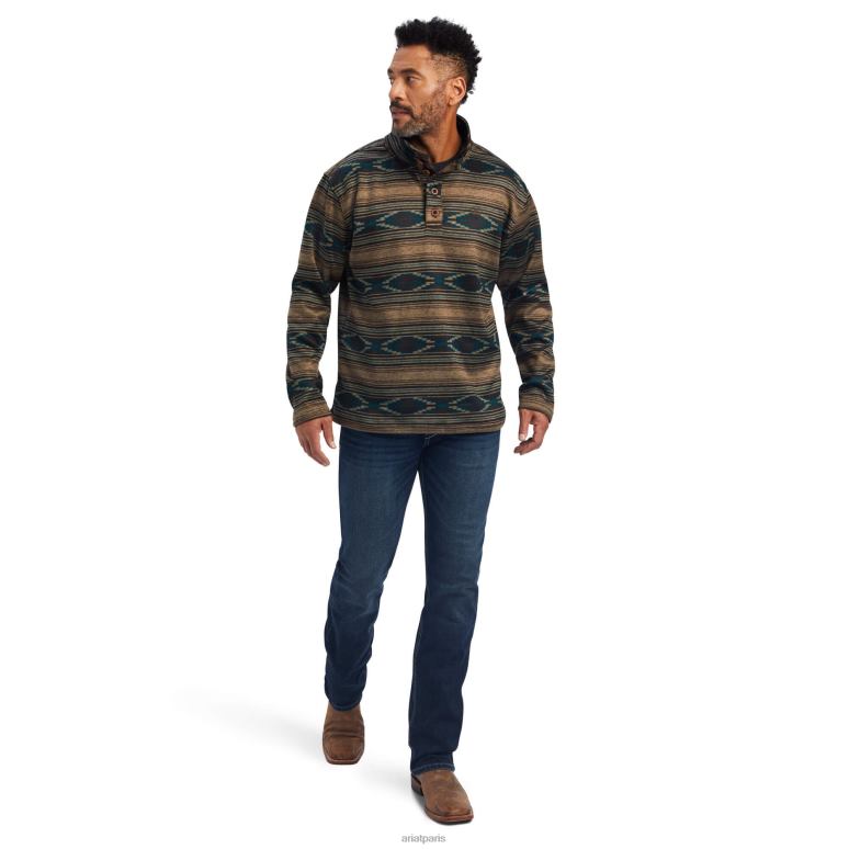 RJ66P1418 pull wesley Ariat hauts serape bringé Hommes