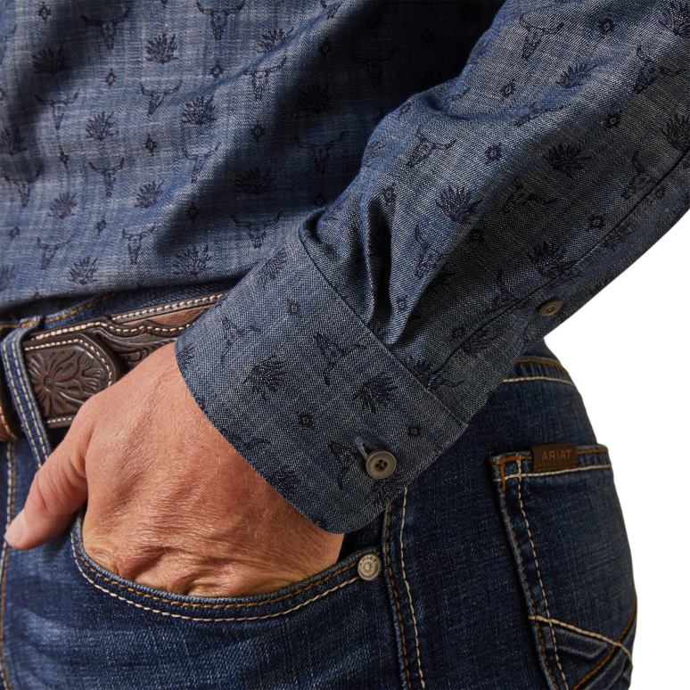 RJ66P1000 chemise coupe classique noah Ariat hauts chambray bleu Hommes