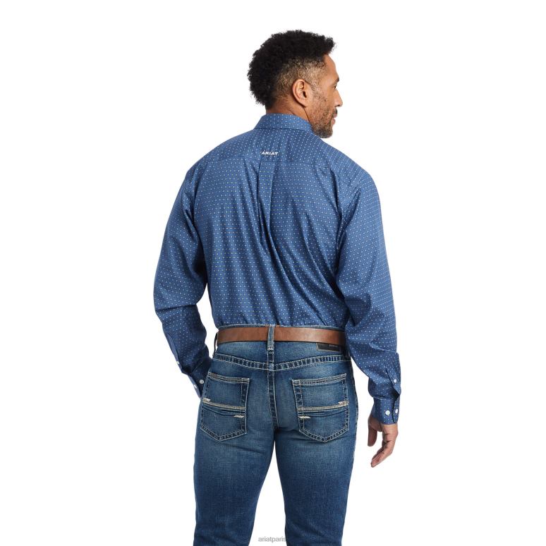 RJ66P1004 chemise ajustée eaden sans plis Ariat hauts vraie marine Hommes