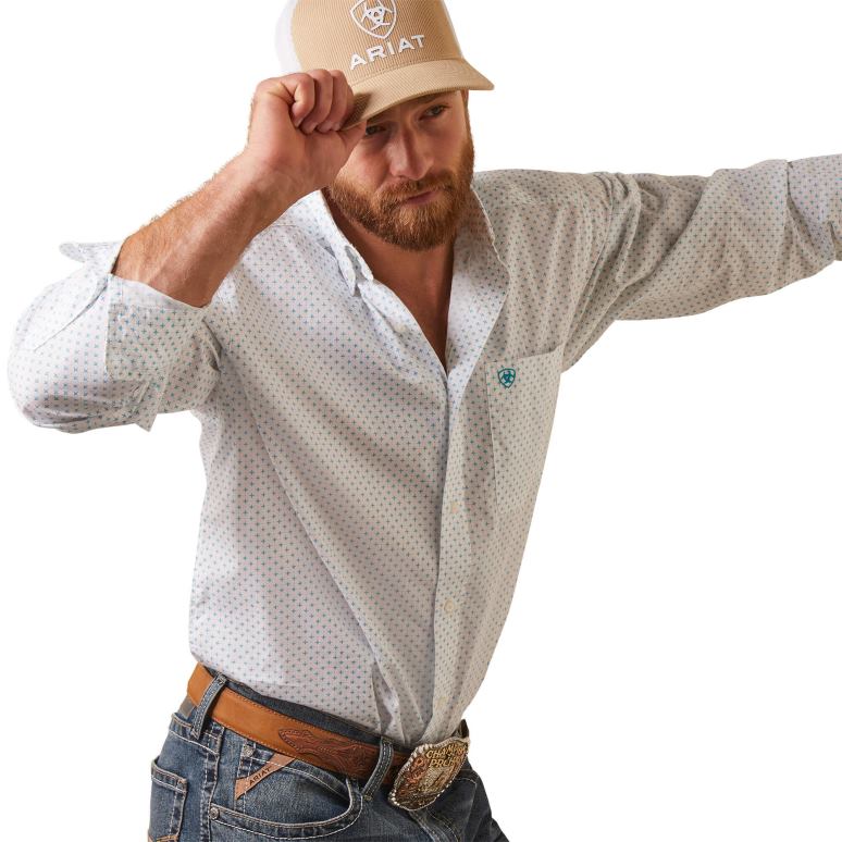 RJ66P1008 chemise coupe classique kaine Ariat hauts blanc Hommes