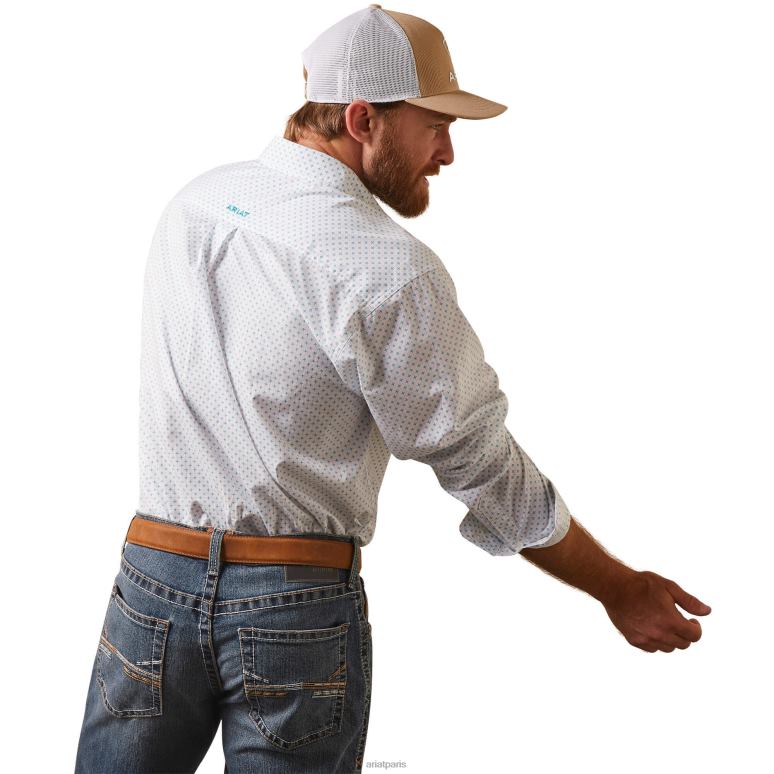 RJ66P1008 chemise coupe classique kaine Ariat hauts blanc Hommes
