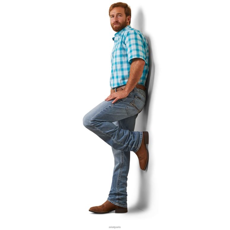 RJ66P1010 chemise coupe classique khari pro series Ariat hauts émail bleu Hommes