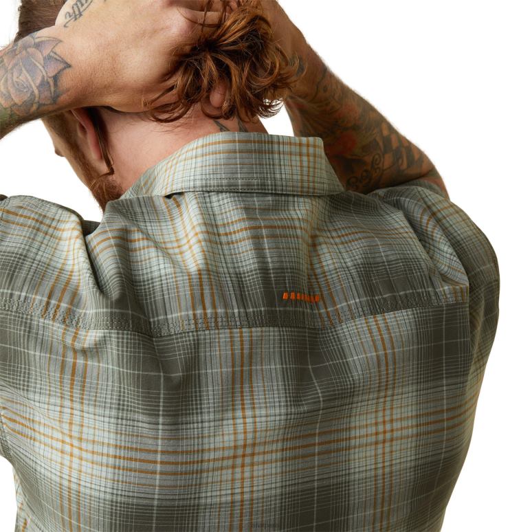 RJ66P1011 chemise de travail Durastretch résistante aux barres d'armature Ariat hauts plaid vert limon Hommes
