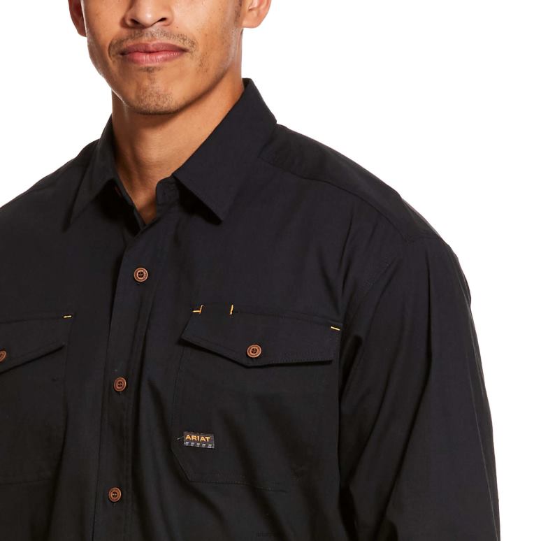 RJ66P1028 chemise de travail coupe classique en durastretch résistante aux barres d'armature Ariat hauts noir Hommes