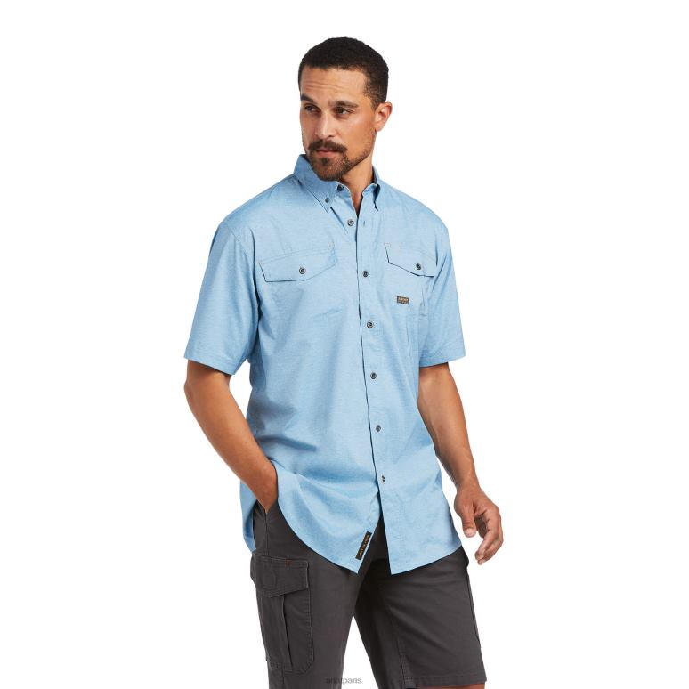 RJ66P1041 Chemise de travail Venttek Durastretch résistante aux barres d'armature Ariat hauts bruyère d'eau profonde Hommes