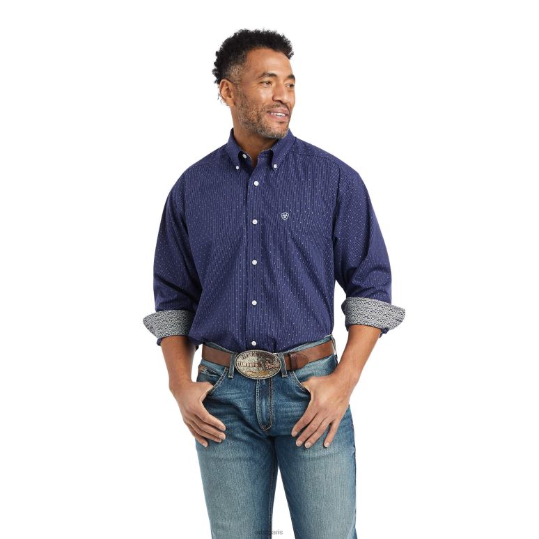 RJ66P1057 chemise coupe classique izik sans plis Ariat hauts voile de minuit Hommes