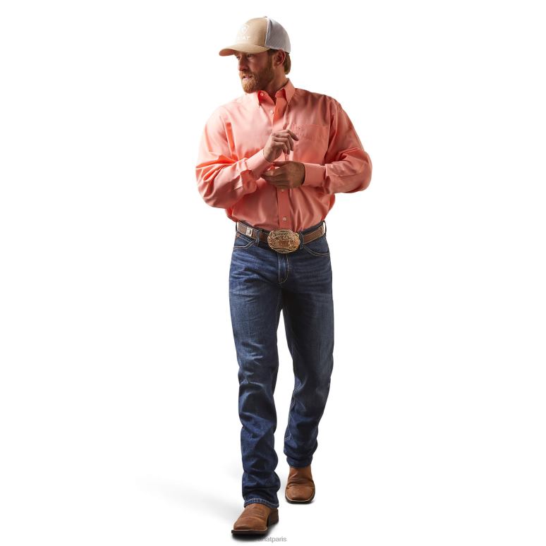 RJ66P1076 chemise coupe classique oxford solide et sans plis Ariat hauts écho pêche Hommes