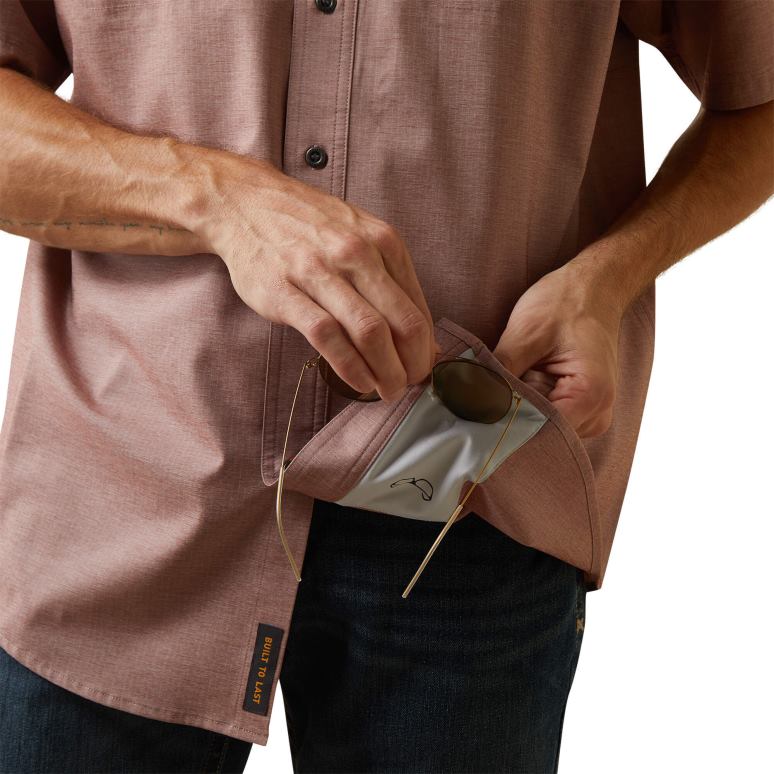 RJ66P1077 Chemise de travail Venttek Durastretch résistante aux barres d'armature Ariat hauts bruyère caramel Hommes