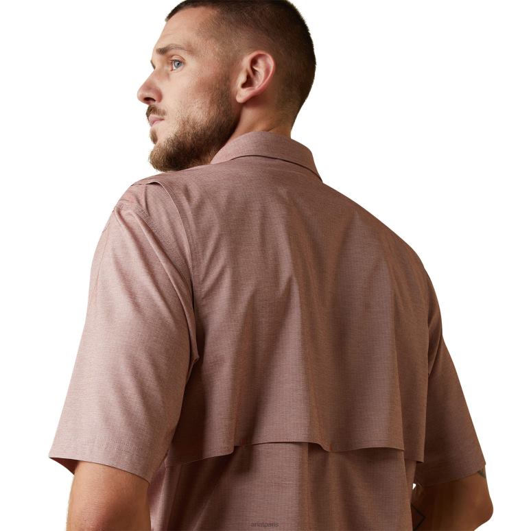 RJ66P1077 Chemise de travail Venttek Durastretch résistante aux barres d'armature Ariat hauts bruyère caramel Hommes
