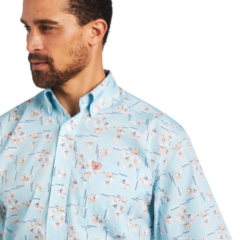 RJ66P1101 chemise coupe classique yariel sans plis Ariat hauts cristal bleu Hommes