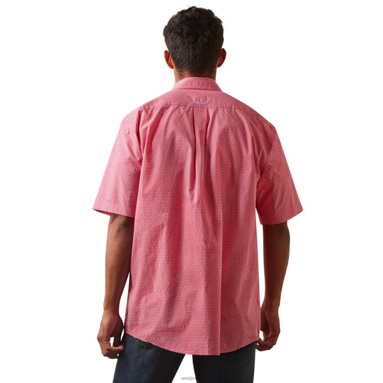 RJ66P1102 chemise ajustée Ariat hauts rose rouge Hommes