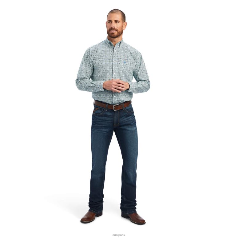 RJ66P1118 chemise ajustée berwick Ariat hauts blanc Hommes