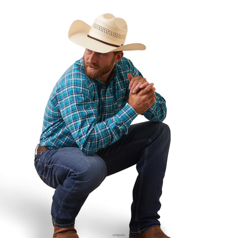 RJ66P1121 chemise ajustée pro series krew Ariat hauts émail bleu Hommes