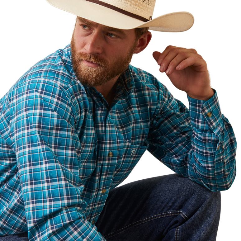 RJ66P1121 chemise ajustée pro series krew Ariat hauts émail bleu Hommes