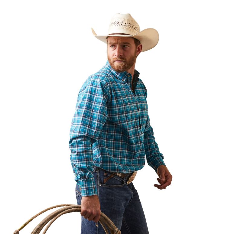 RJ66P1121 chemise ajustée pro series krew Ariat hauts émail bleu Hommes