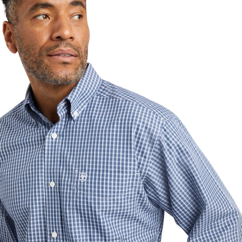 RJ66P1128 chemise ajustée ellison sans plis Ariat hauts vraie marine Hommes