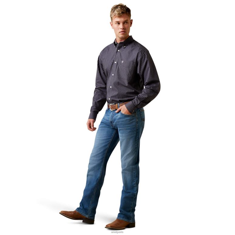 RJ66P1144 chemise ajustée fitzgerald sans plis Ariat hauts noir Hommes