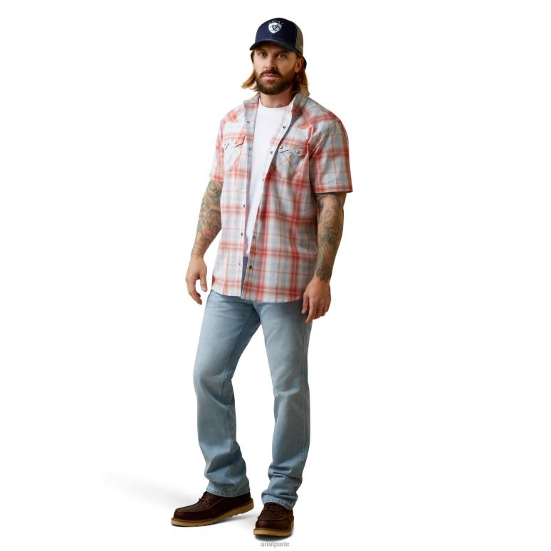 RJ66P1162 chemise coupe rétro harter Ariat hauts brique délavée Hommes