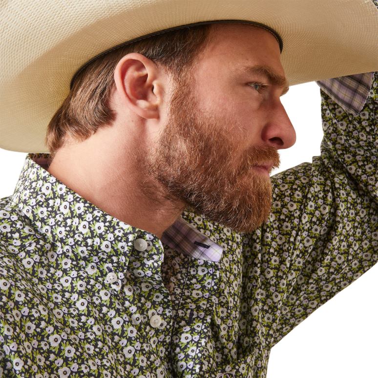 RJ66P1163 chemise coupe classique florian sans plis Ariat hauts noir Hommes