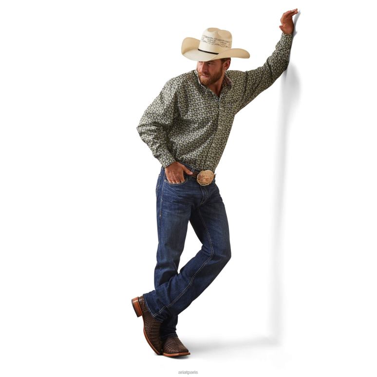 RJ66P1163 chemise coupe classique florian sans plis Ariat hauts noir Hommes