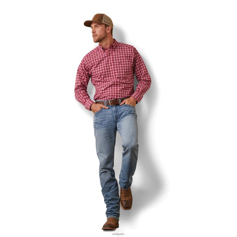 RJ66P1168 chemise ajustée pro series indiana Ariat hauts rose rouge Hommes