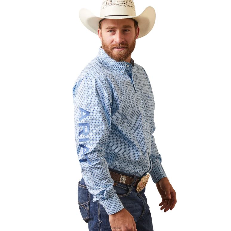 RJ66P1176 chemise ajustée Team Syed Ariat hauts blanc Hommes