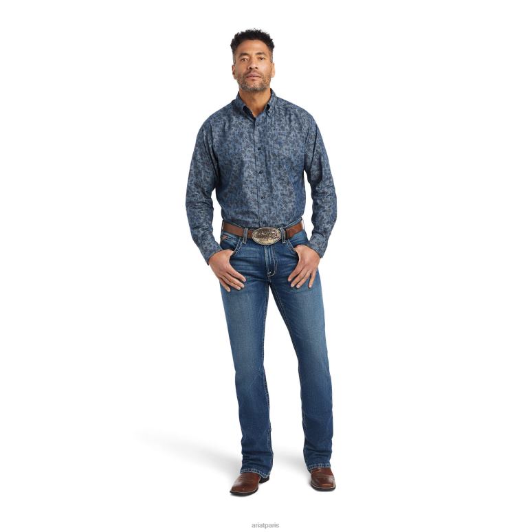RJ66P1180 chemise coupe classique girard Ariat hauts chambray bleu Hommes
