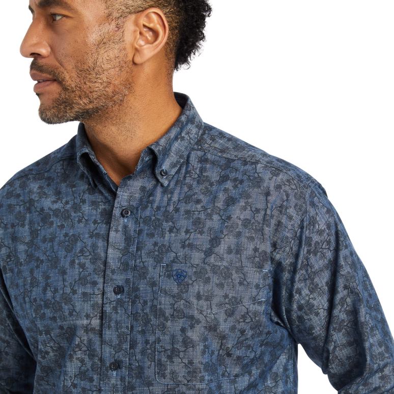 RJ66P1180 chemise coupe classique girard Ariat hauts chambray bleu Hommes