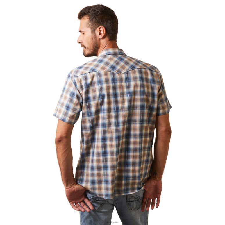 RJ66P1183 chemise coupe rétro hallwood Ariat hauts ciel bleu Hommes