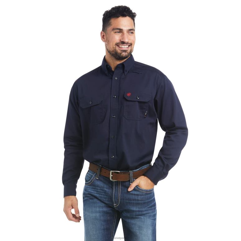 RJ66P1221 fr chemise de travail unie Ariat hauts marine Hommes
