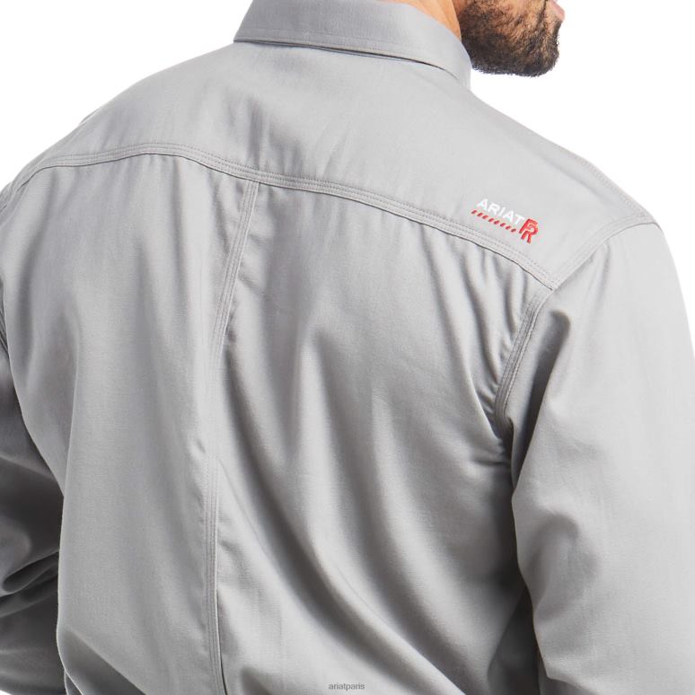 RJ66P1222 fr chemise de travail unie Ariat hauts renard argenté Hommes