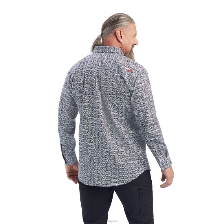 RJ66P1233 fr griffey chemise de travail durastretch Ariat hauts impression noir/blanc Hommes