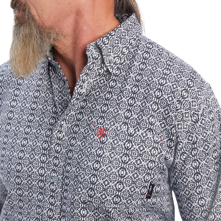 RJ66P1233 fr griffey chemise de travail durastretch Ariat hauts impression noir/blanc Hommes