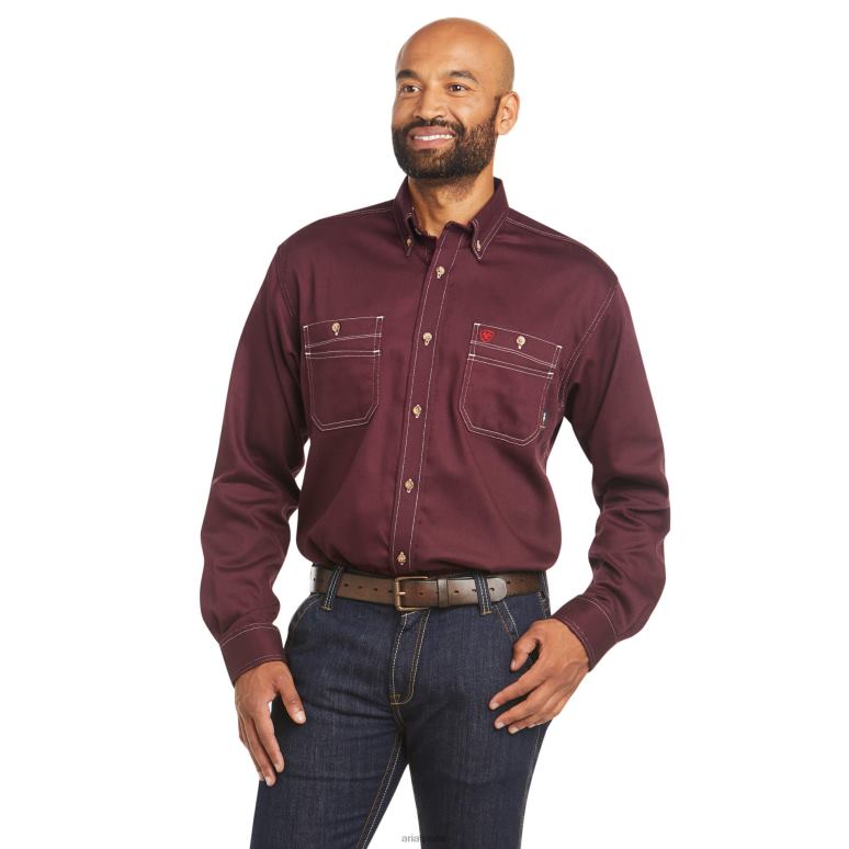 RJ66P1246 chemise de travail aérée fr Ariat hauts malbec Hommes